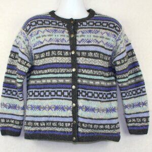 Northern Isles Hand Knit Wool Button Cardigan Sweater Jacket Womens Large
